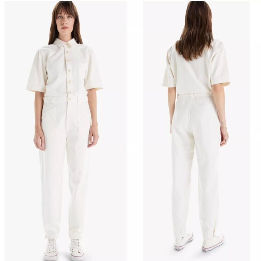 NWOT Mother The Elbow Grease Jumpsuit Button Front Ivory Size S